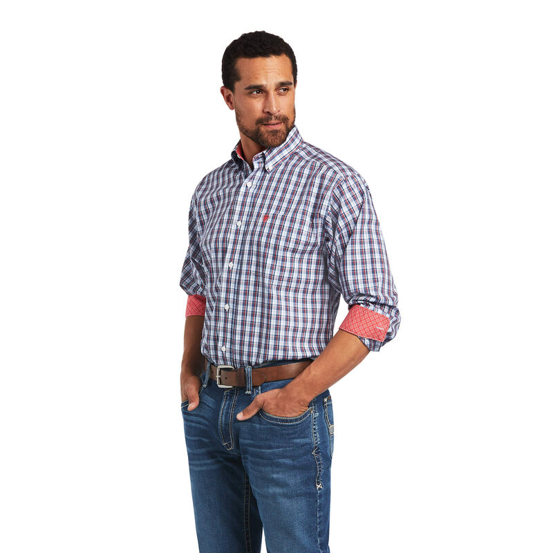 Camisas Ariat Wrinkle Free Nico Classic Fit Blancas/Azules/Rojas Hombre - Chile 637-HGLDBR